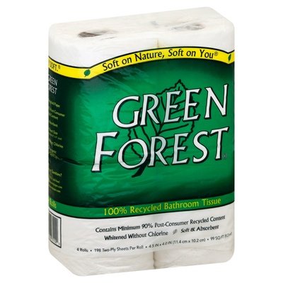 Green Forest WhitePly 198 Sht Recycld 24/4 PK [UNFI #62311] T