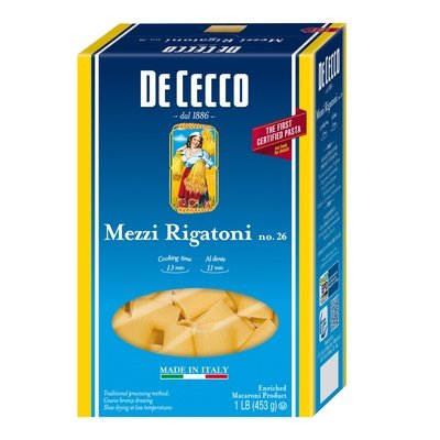 Dececco Mezzi Rigatoni #26 12/16 Oz  [UNFI #40419]